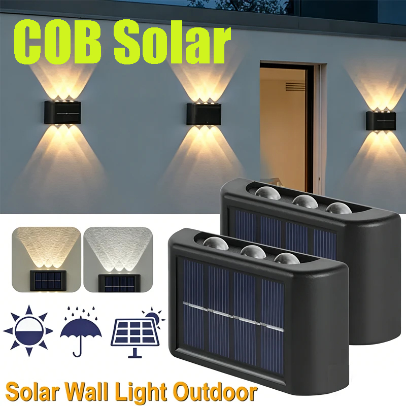 Solar Garden Light - Lámpara Solar COB para Pared, Exterior,