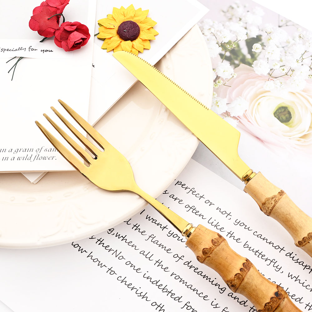 Drmfiy-Juego de cubiertos dora - Bamboo Cutlery reseña y precio