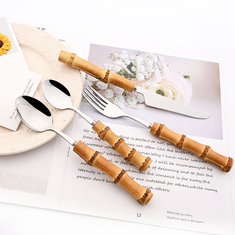 Drmfiy-Juego de cubiertos dora - Bamboo Cutlery reseña y precio