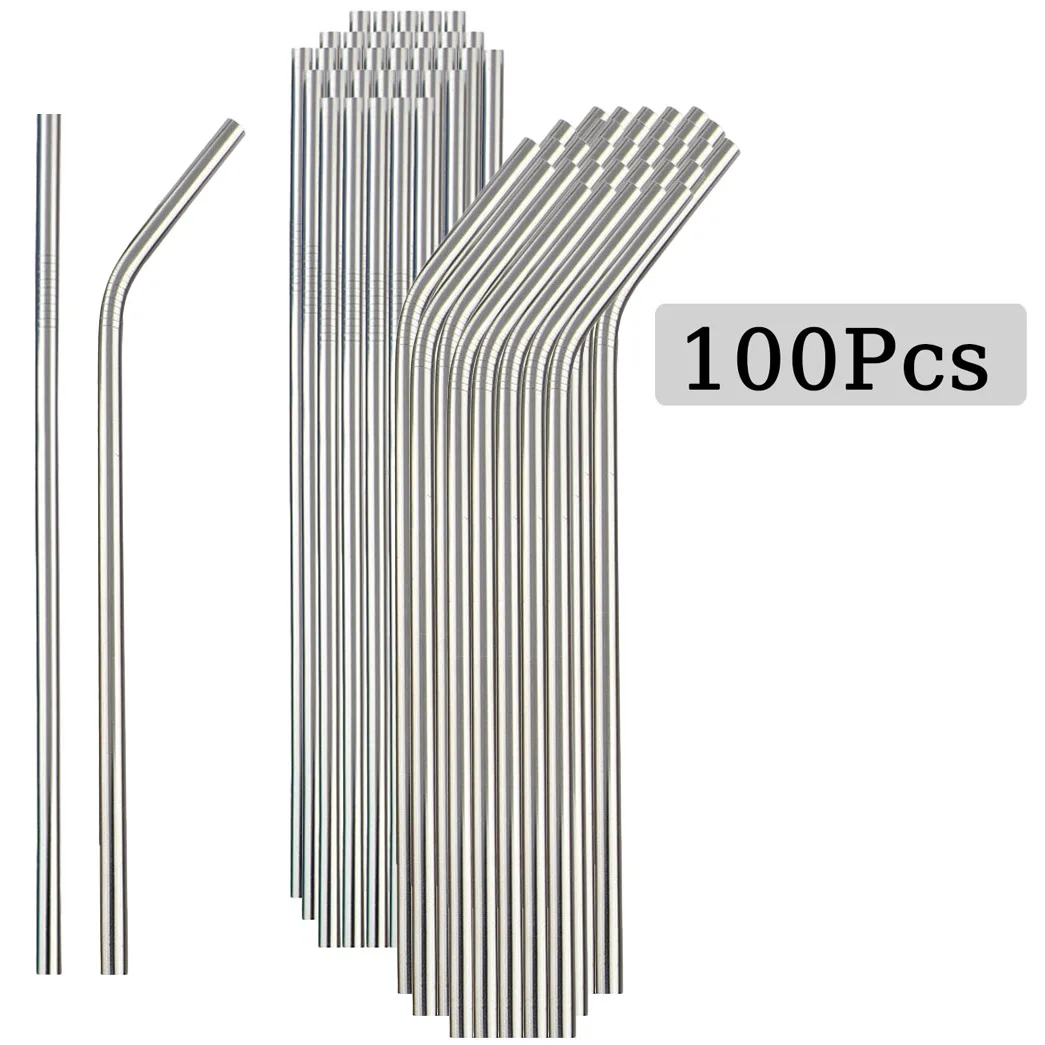 100 Uds pajita de acero inoxid - Reusable Straw reseña y precio