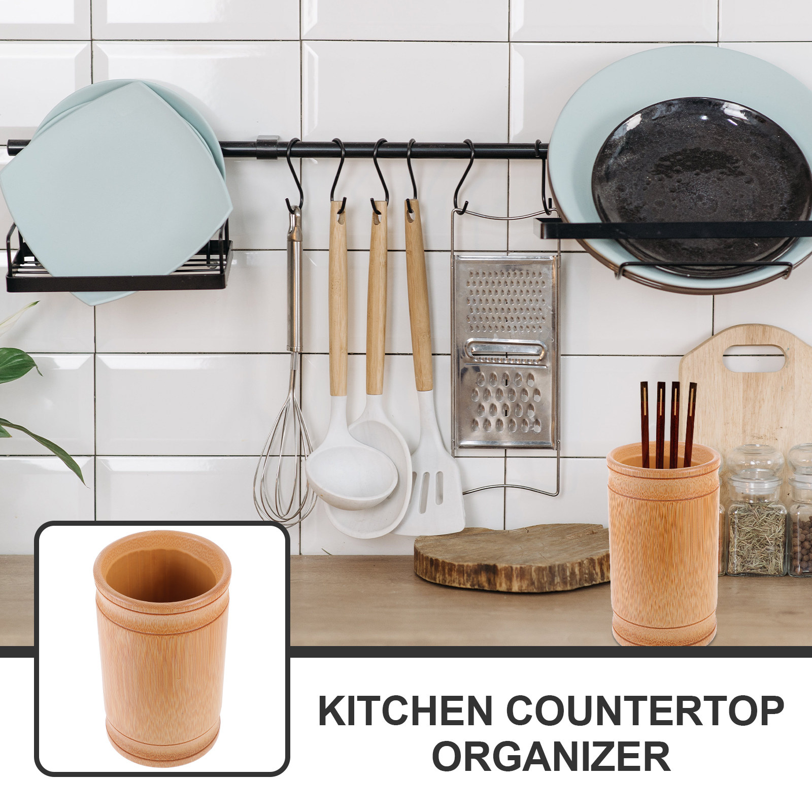 Organizador de utensilios de c - Bamboo Cutlery reseña y precio